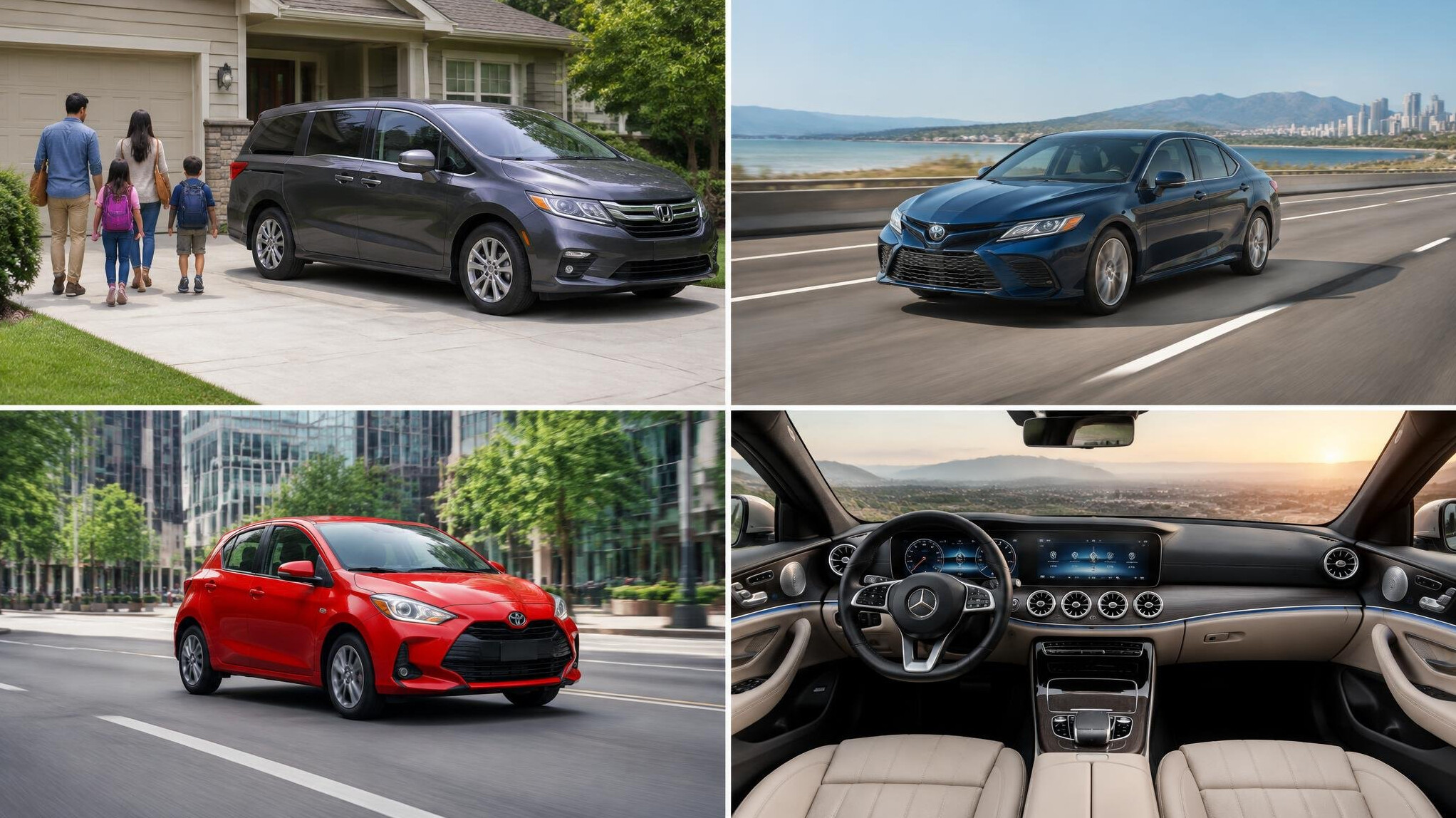 family car parked in driveway