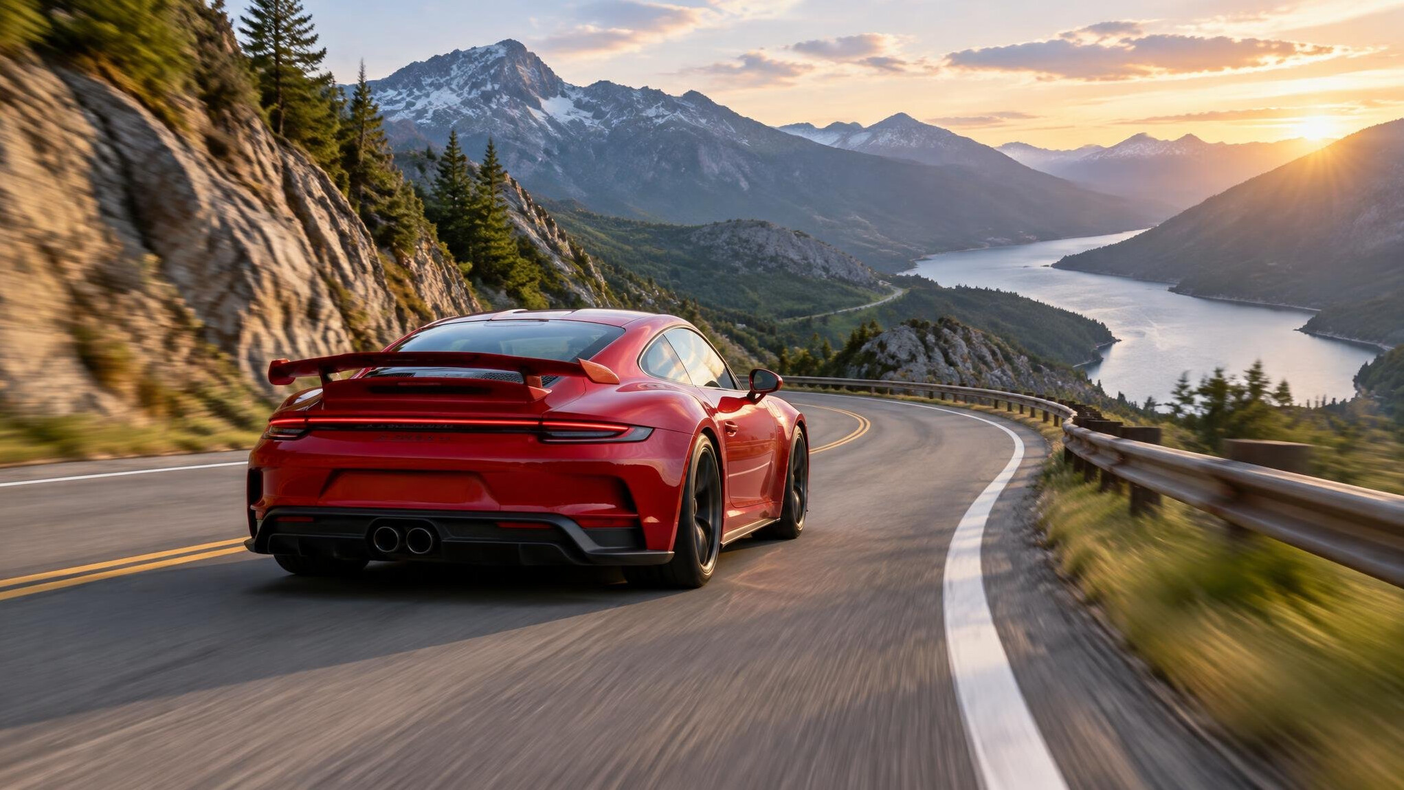 sports car on winding road