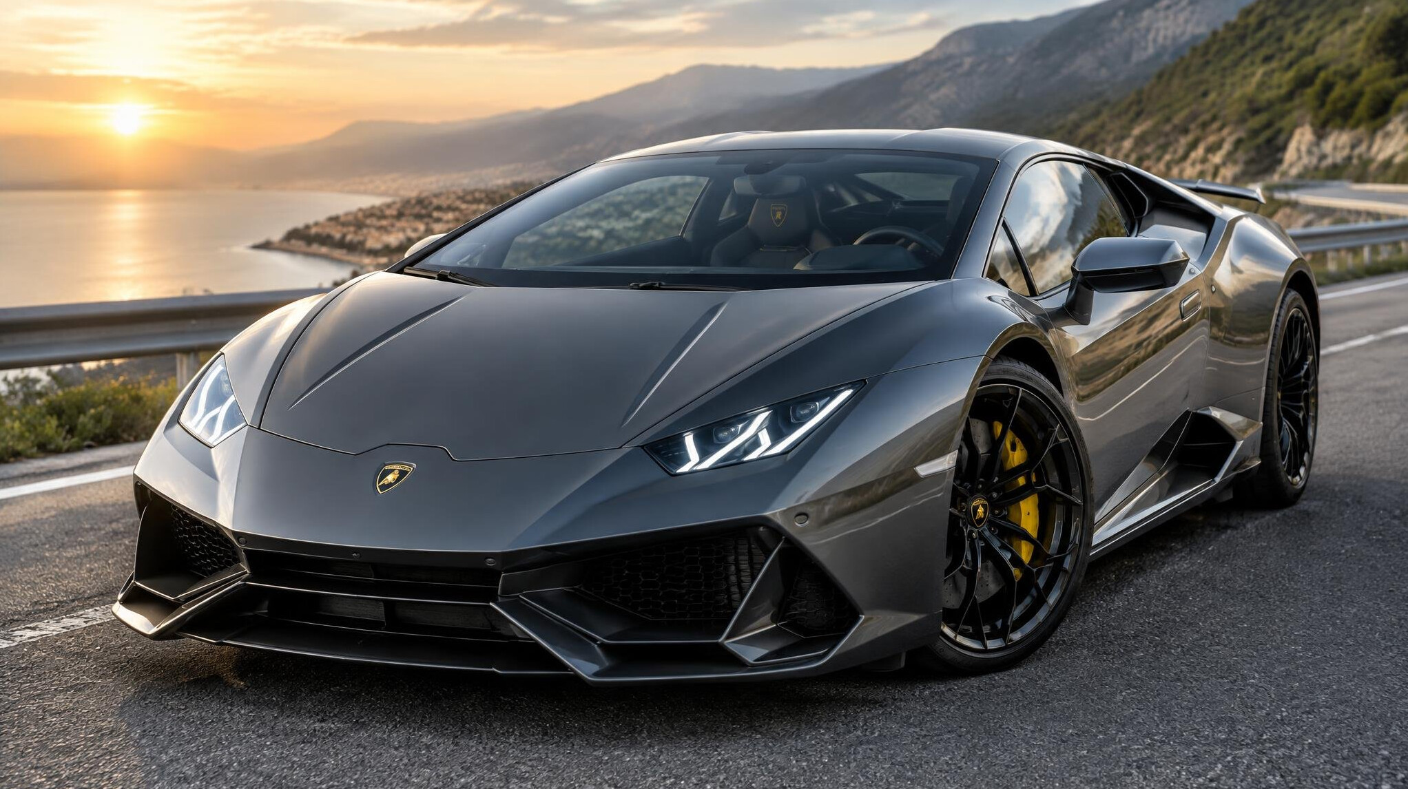 luxury sports car on highway