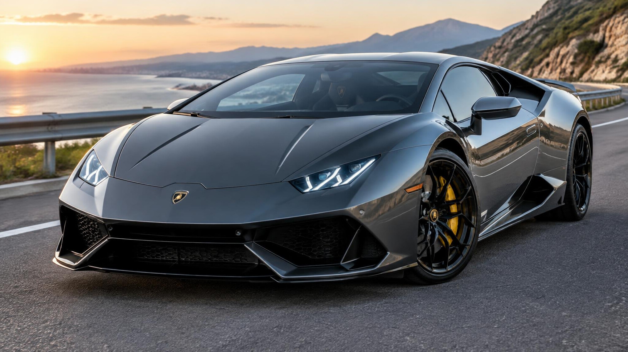 luxury sports car on highway